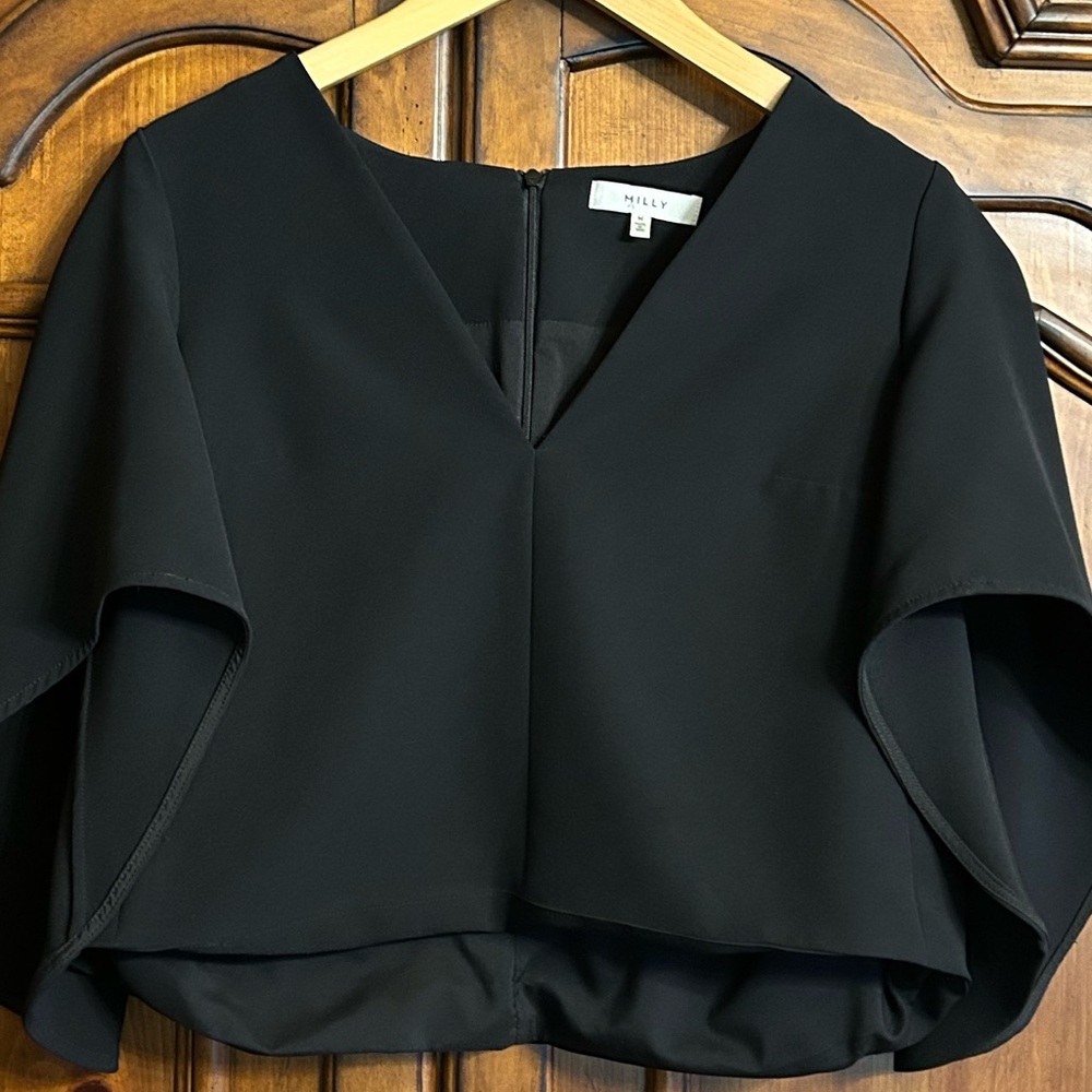 Milly Cascade Beetle Black Crop Top Size Medium - Picture 10 of 10